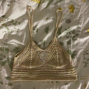 Crocheted hippie cropped tank tank top